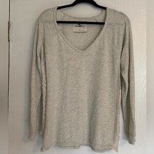 O'Neill Gray Cream Fitted Long Sleeve Blouse